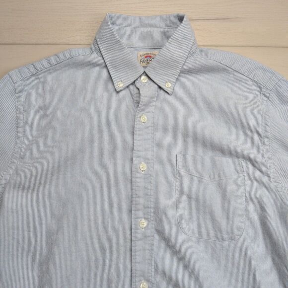 Faherty Stretch Oxford Shirt Mens M Blue White Striped Long Sleeve MWC0070 - Picture 2 of 11